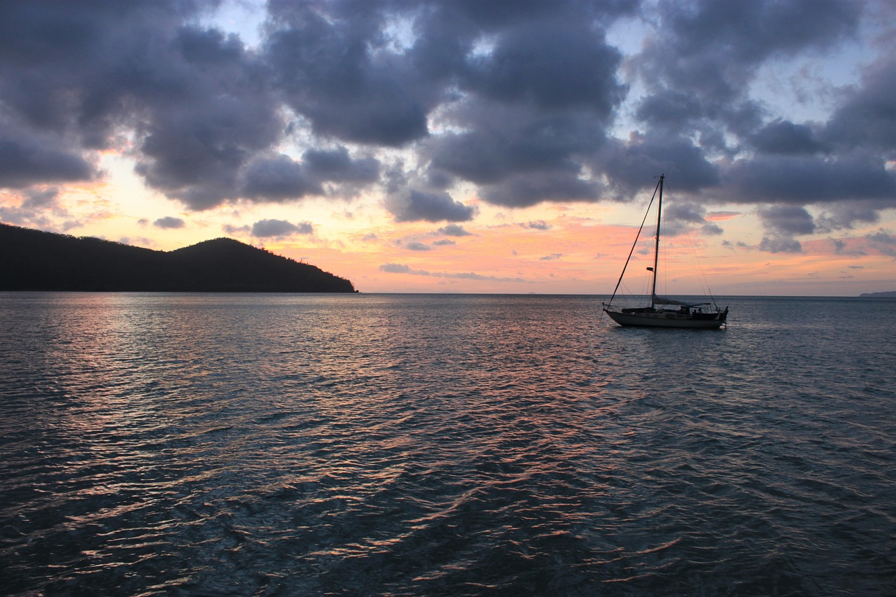 Image - sunset sail yacht sea water boat