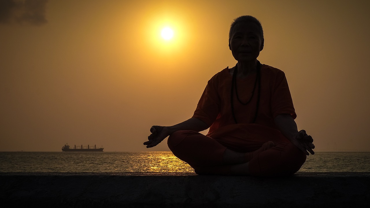 Image - sunset yoga portrait buddha