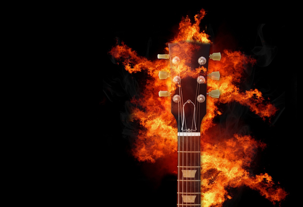 Image - guitar fire music flame instrument