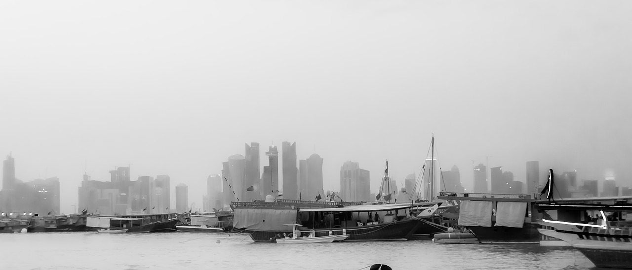 Image - qatar doha skyline both port