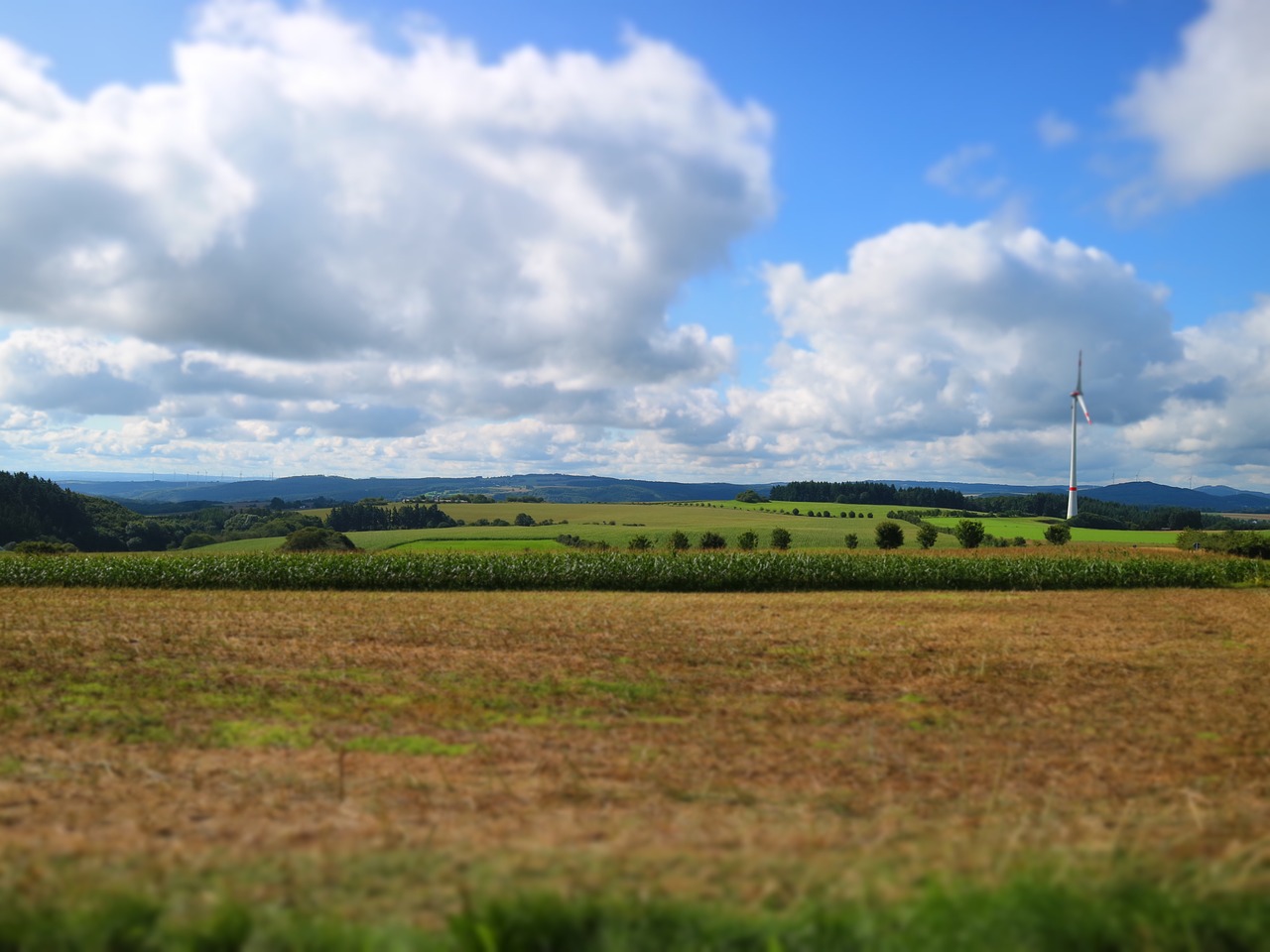 Image - landscape pinwheel clouds fields