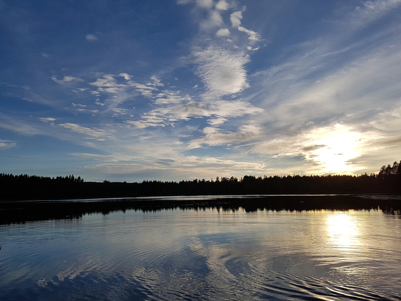 Image - sweden lake sunset idyll rest