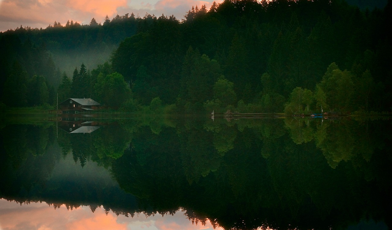 Image - church lake abendstimmung nature