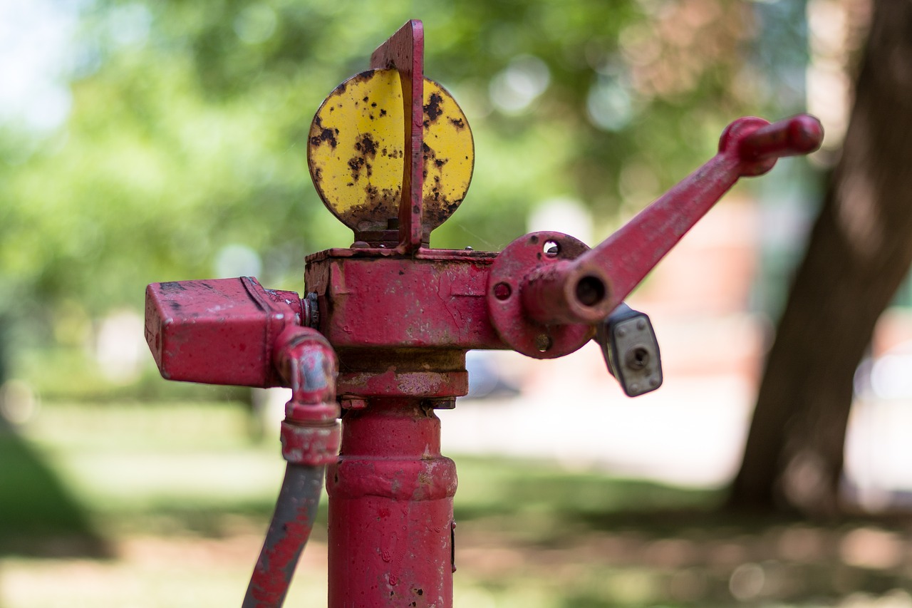 Image - pump handle equipment red yellow