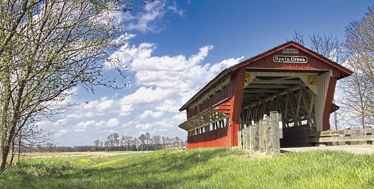 Image - covered bridge scenery trees