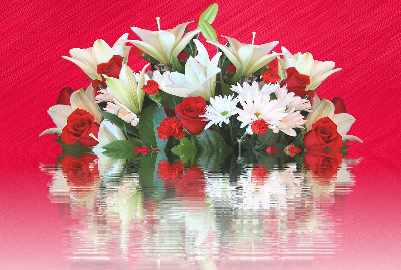 Image - lilies roses bouquet