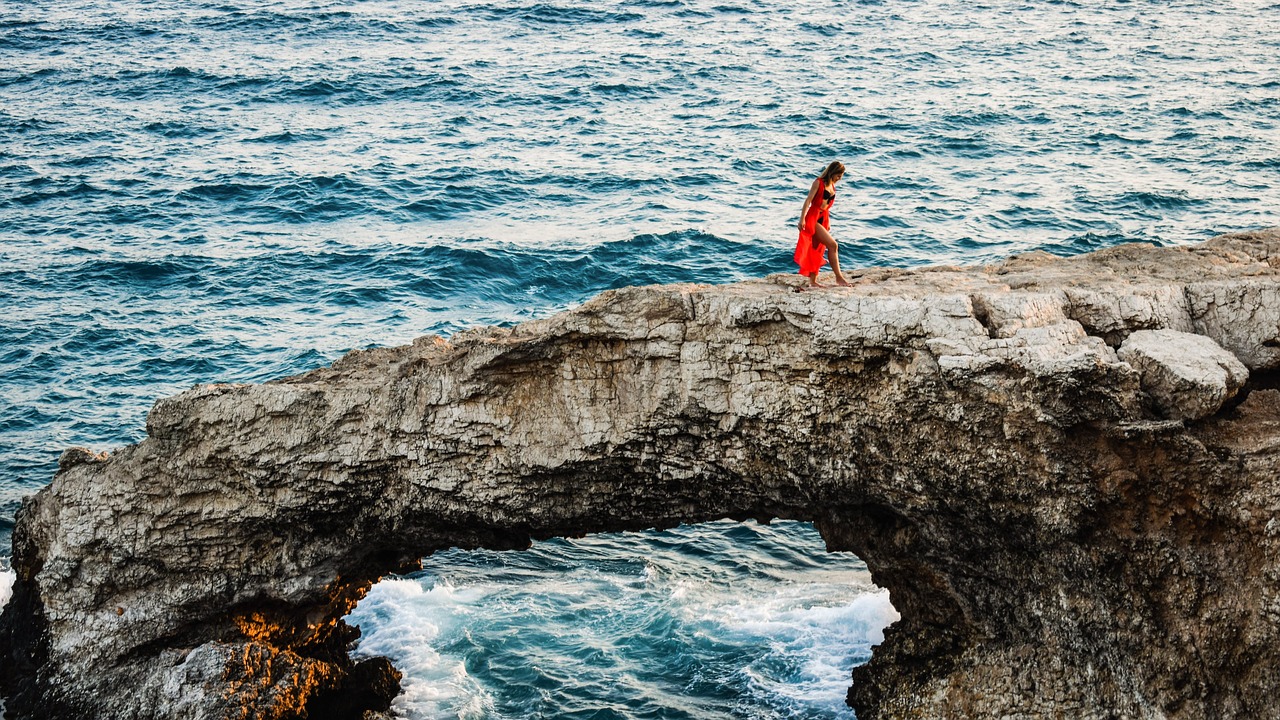 Image - girl rock sea young nature summer