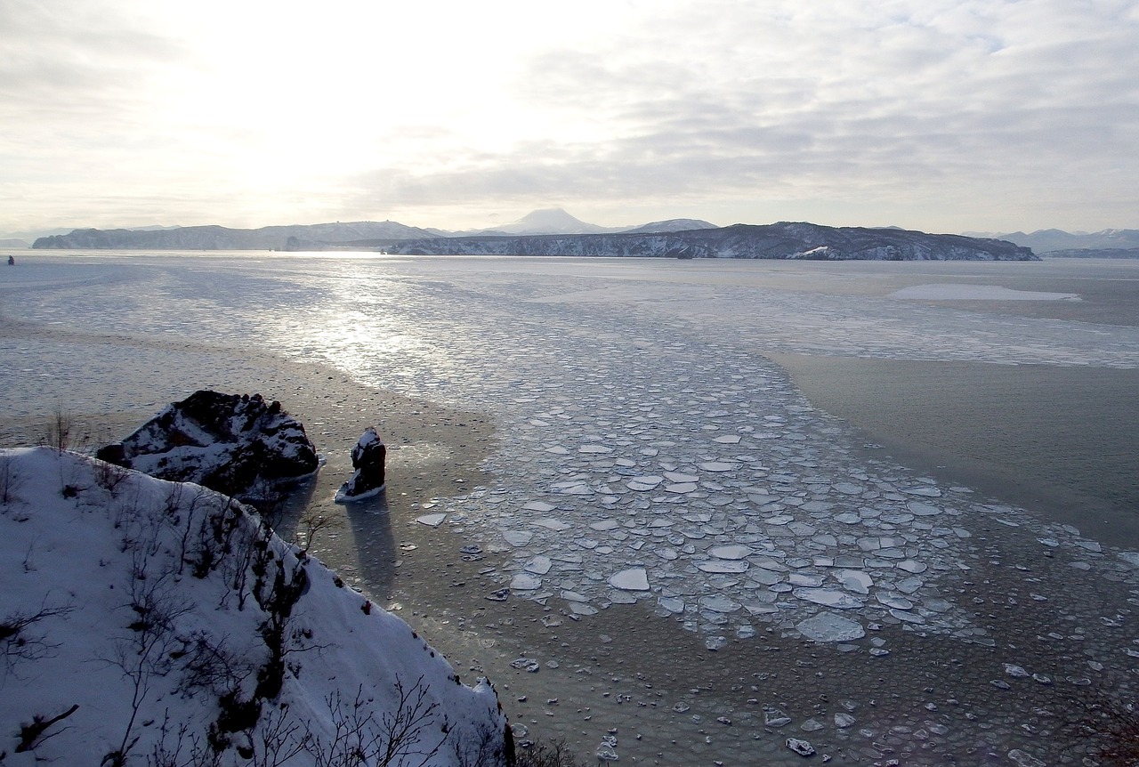 Image - ocean bay ice floes beach coast