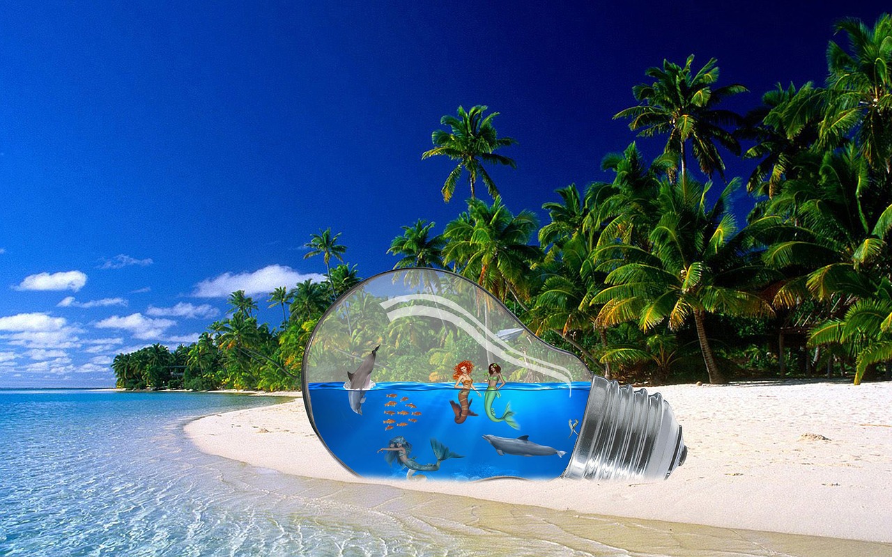 Image - fantasy beach light bulb fairytale
