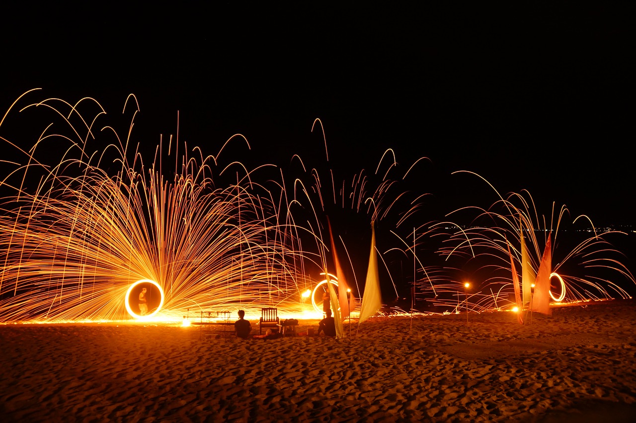 Image - thailand beach fire show asia