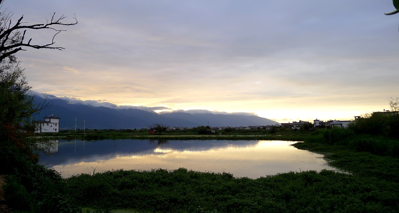 Image - sunset cangshan reflection