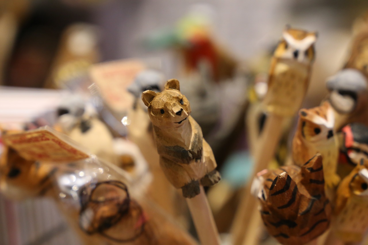 Image - bear owl animals pencils wooden