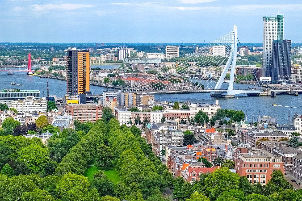 Image - city cityscape aerial view bridge