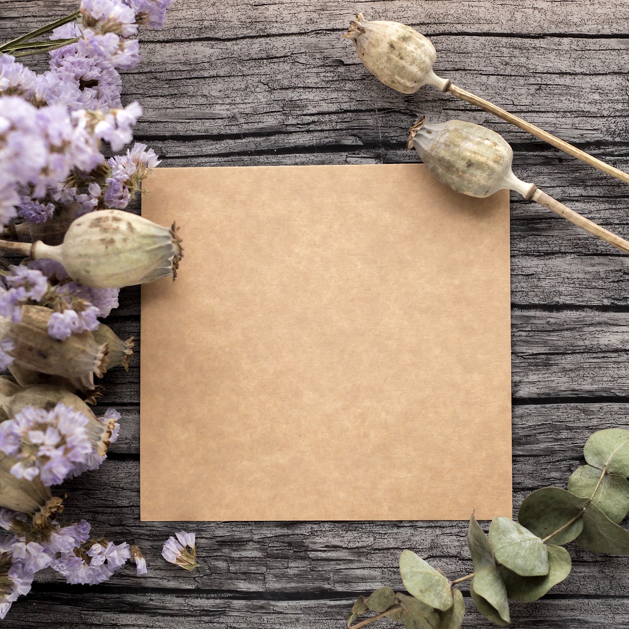 Image - template letter kraft dried flowers