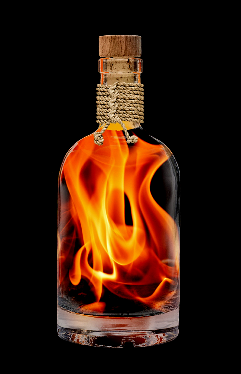 Image - flame embers bottle fiery fire hot