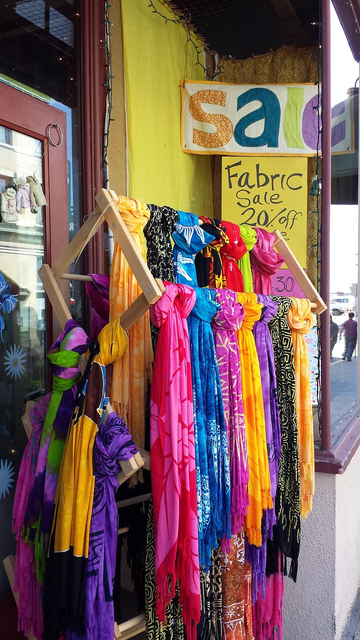 Image - colorful scarves fabric store