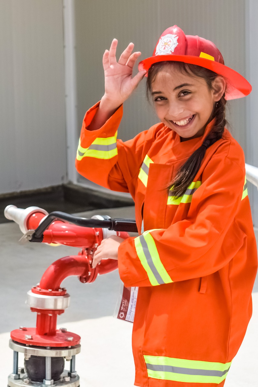 Image - girl kid child firefighter