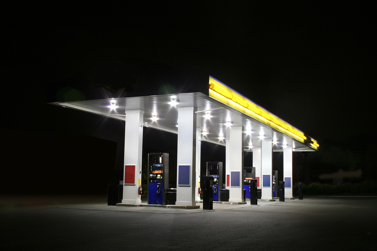 Image - gas station night time night