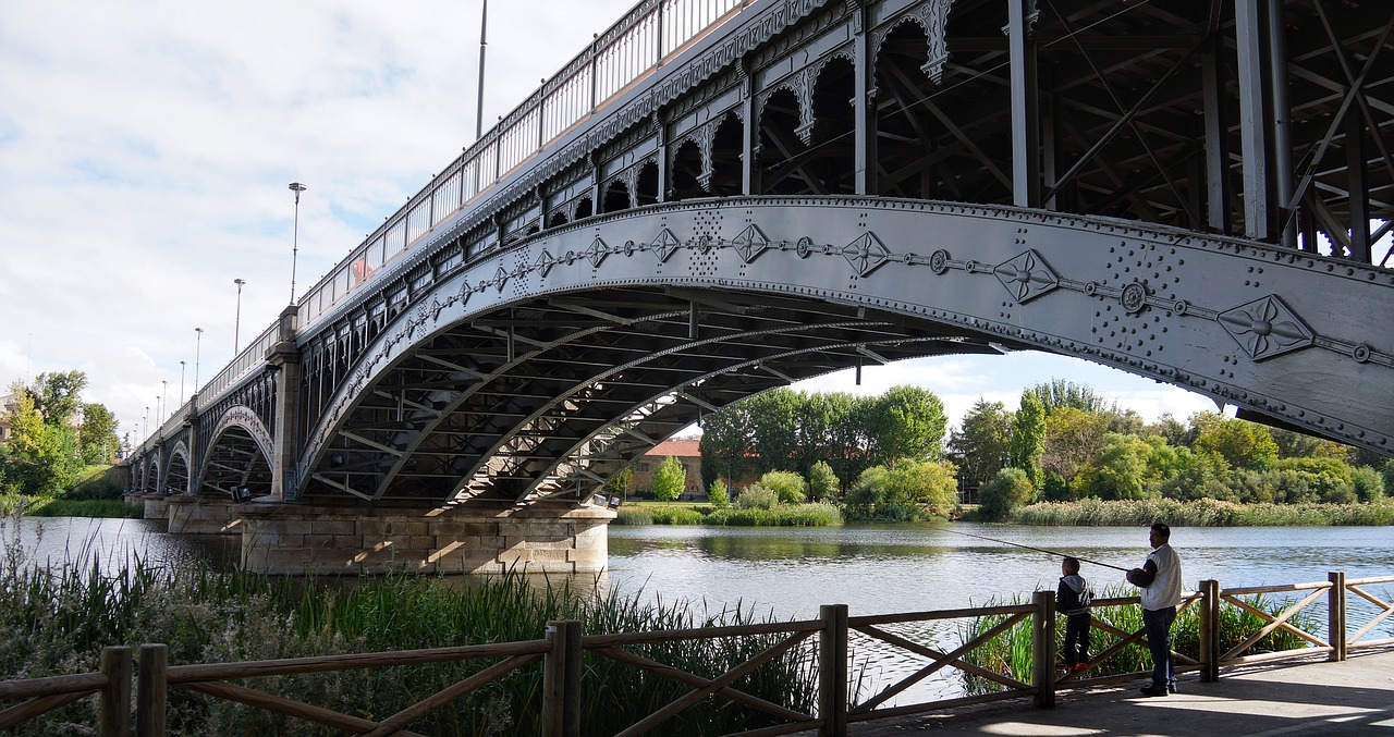 Image - man boy father son fishing bridge