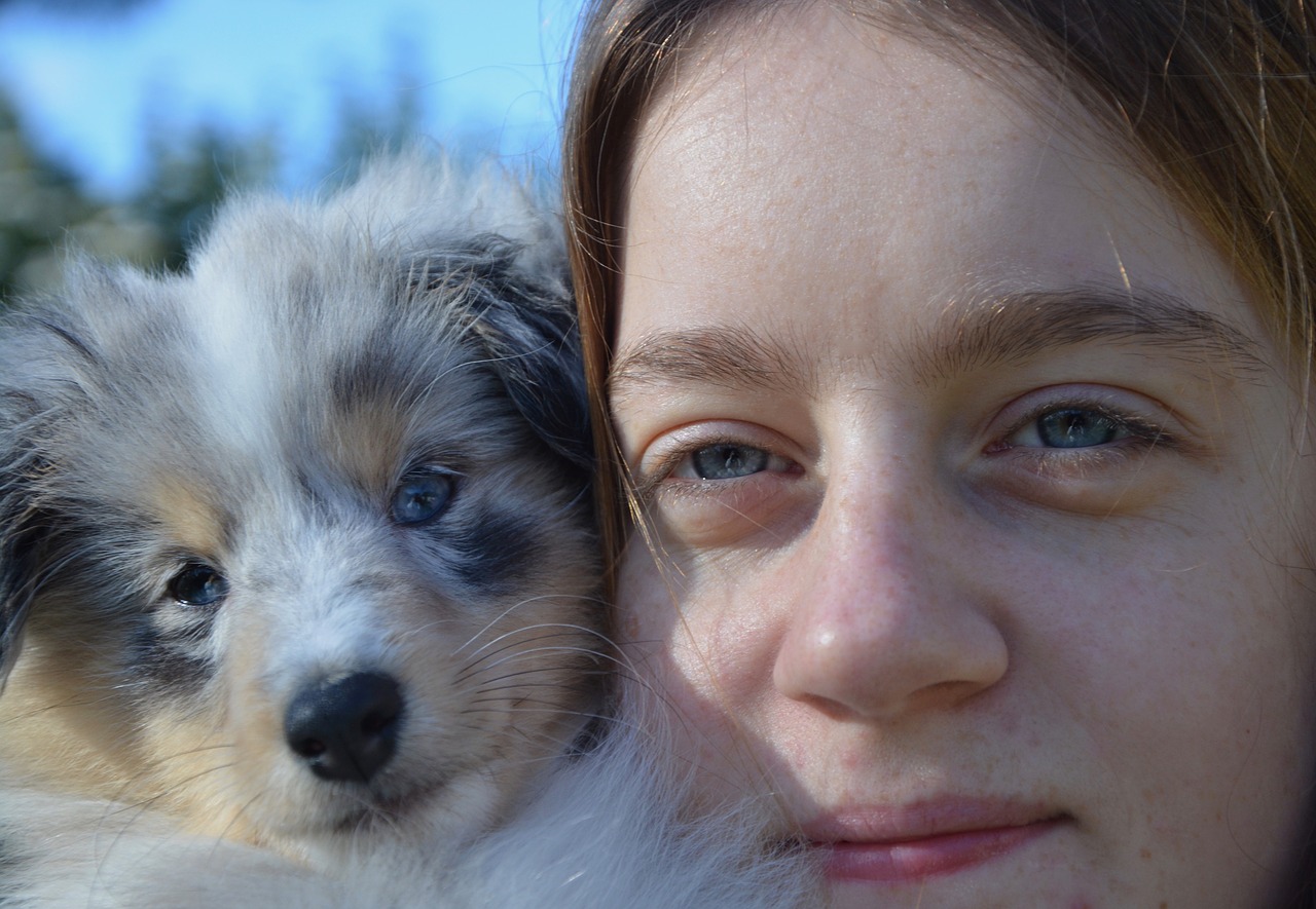 Image - look eyes dog young woman girl
