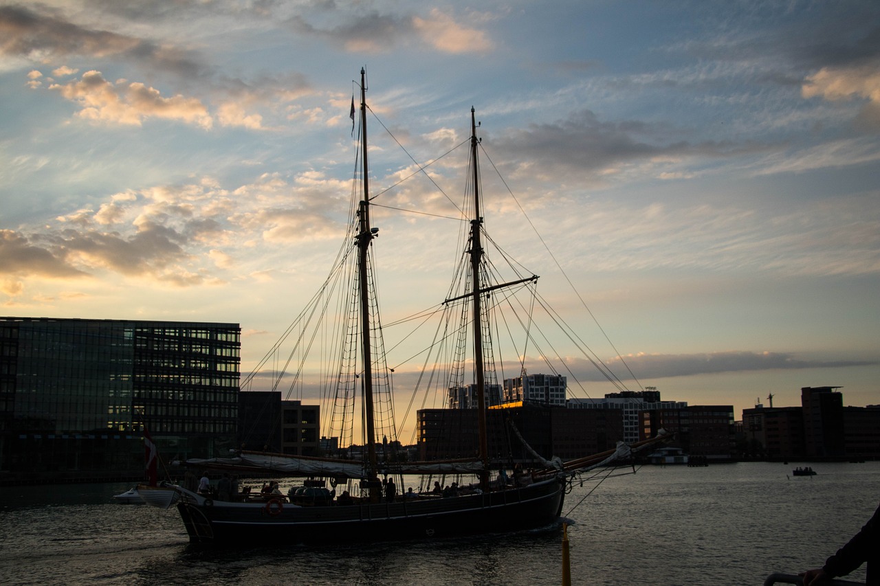 Image - sunset ship water sea travel