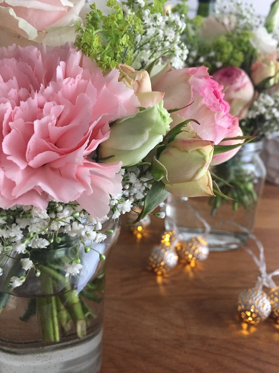 Image - flowers pink roses wedding lights