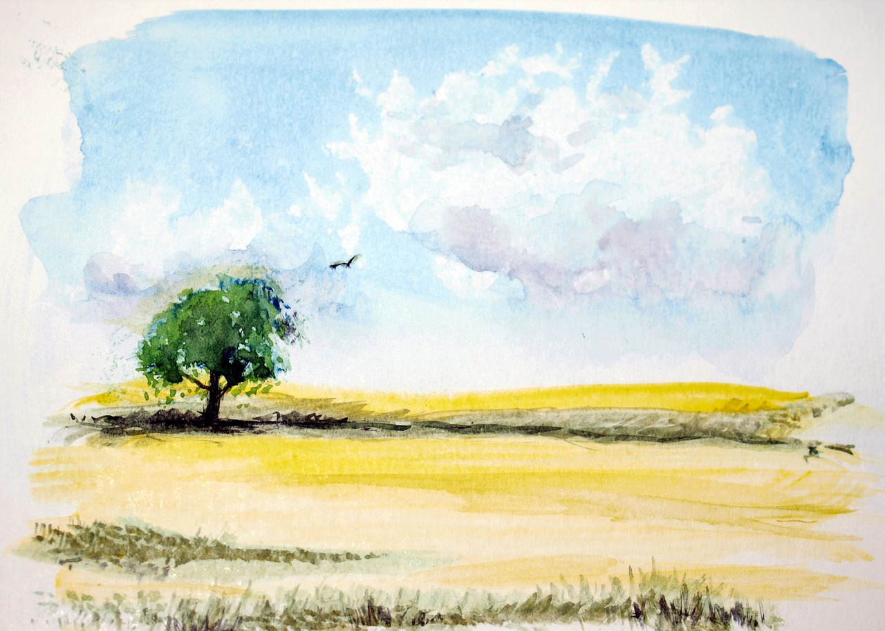 Image - watercolour landscape card painting