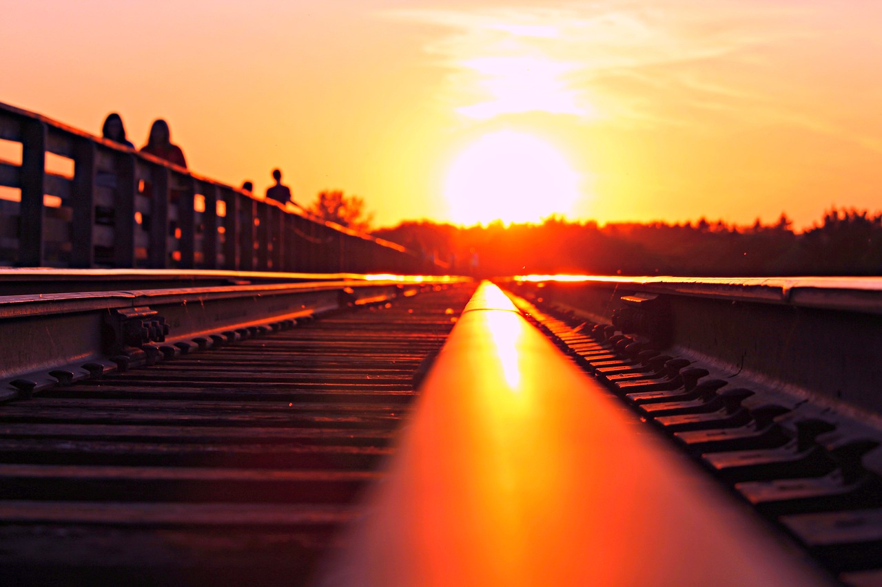 Image - sunset train line bridge
