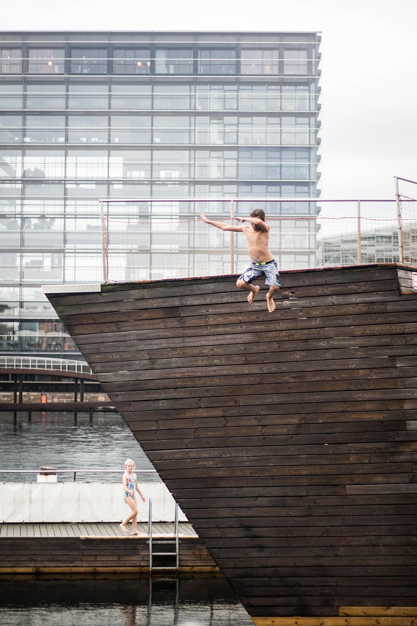 Image - copenhagen jump water happy cold