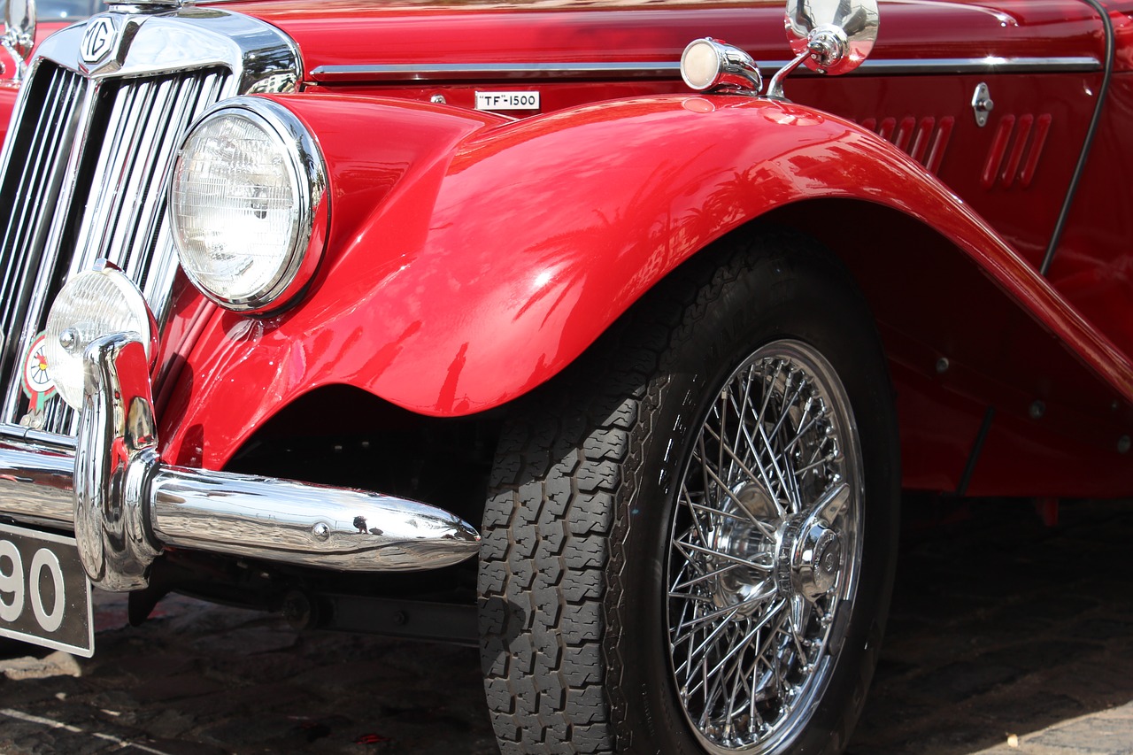 Image - car red vintage wheels spokes