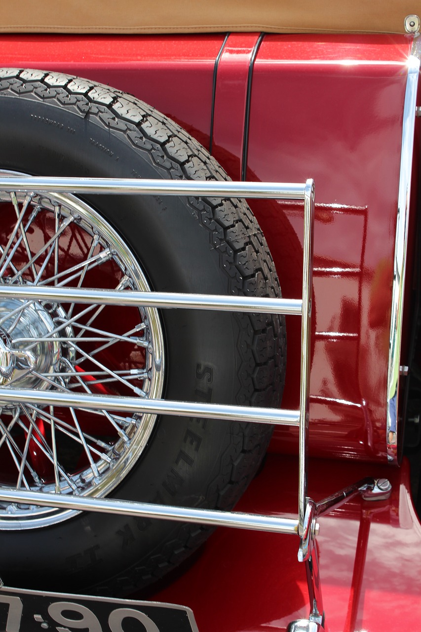 Image - red vintage car chrome shine tyre