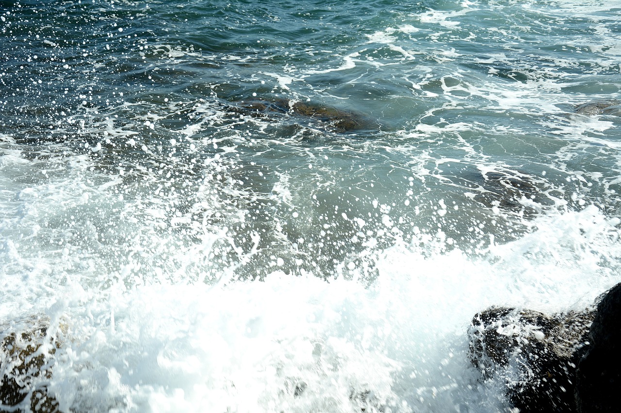 Image - sea spray wave water surf stones