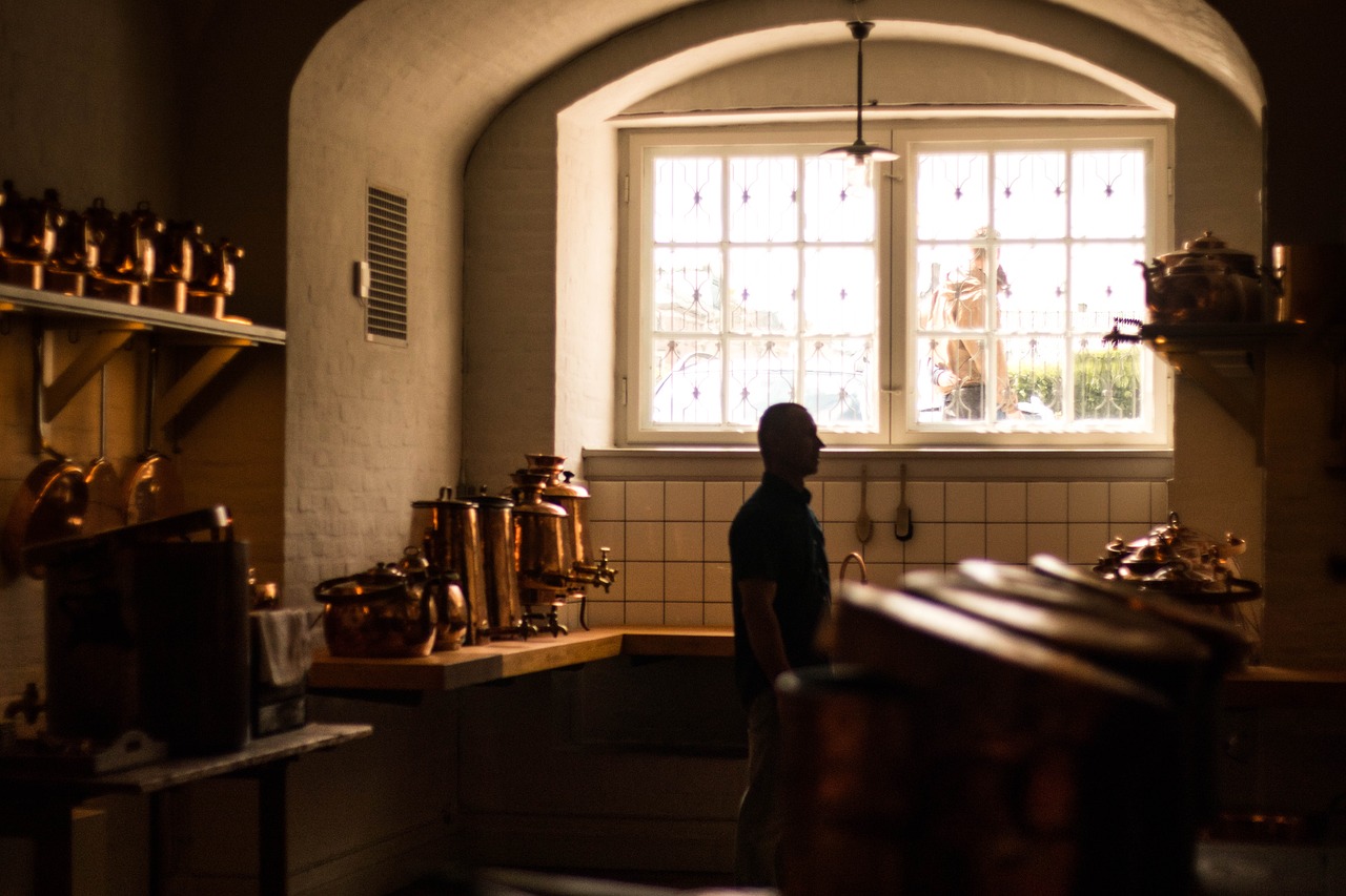Image - kitchen lights sunset old vintage