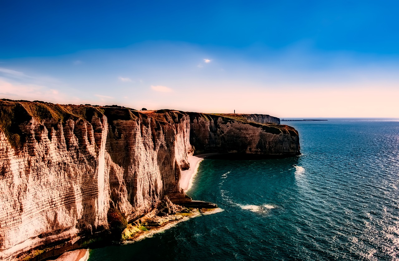 Image - france cliff sea ocean sky clouds