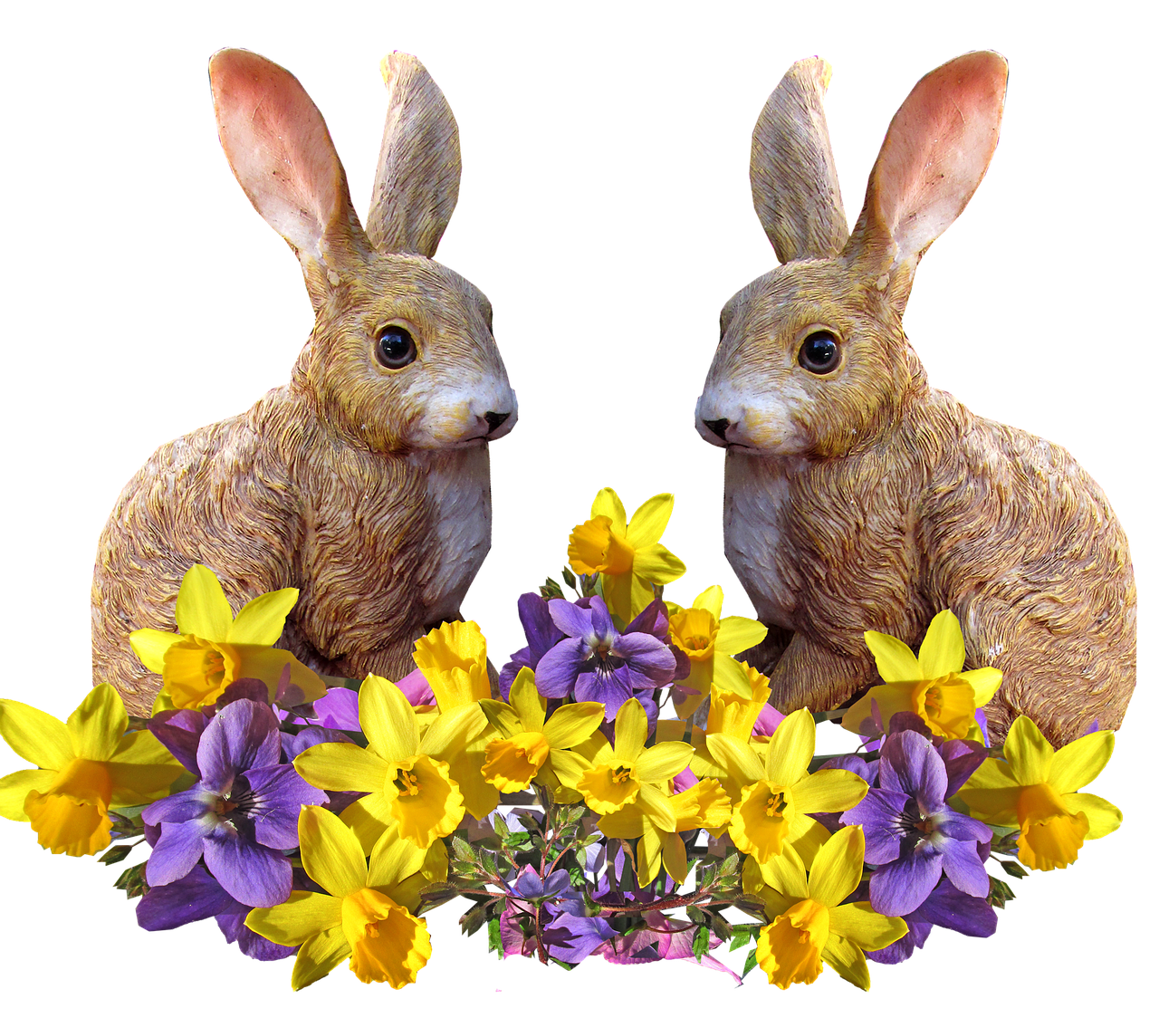 Image - rabbits in spring flowers