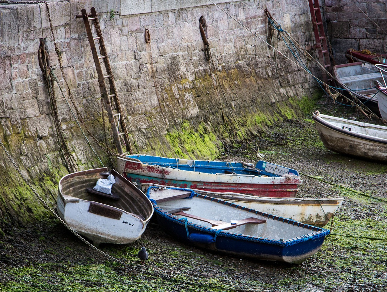 Image - boats harbour low tide wall harbor