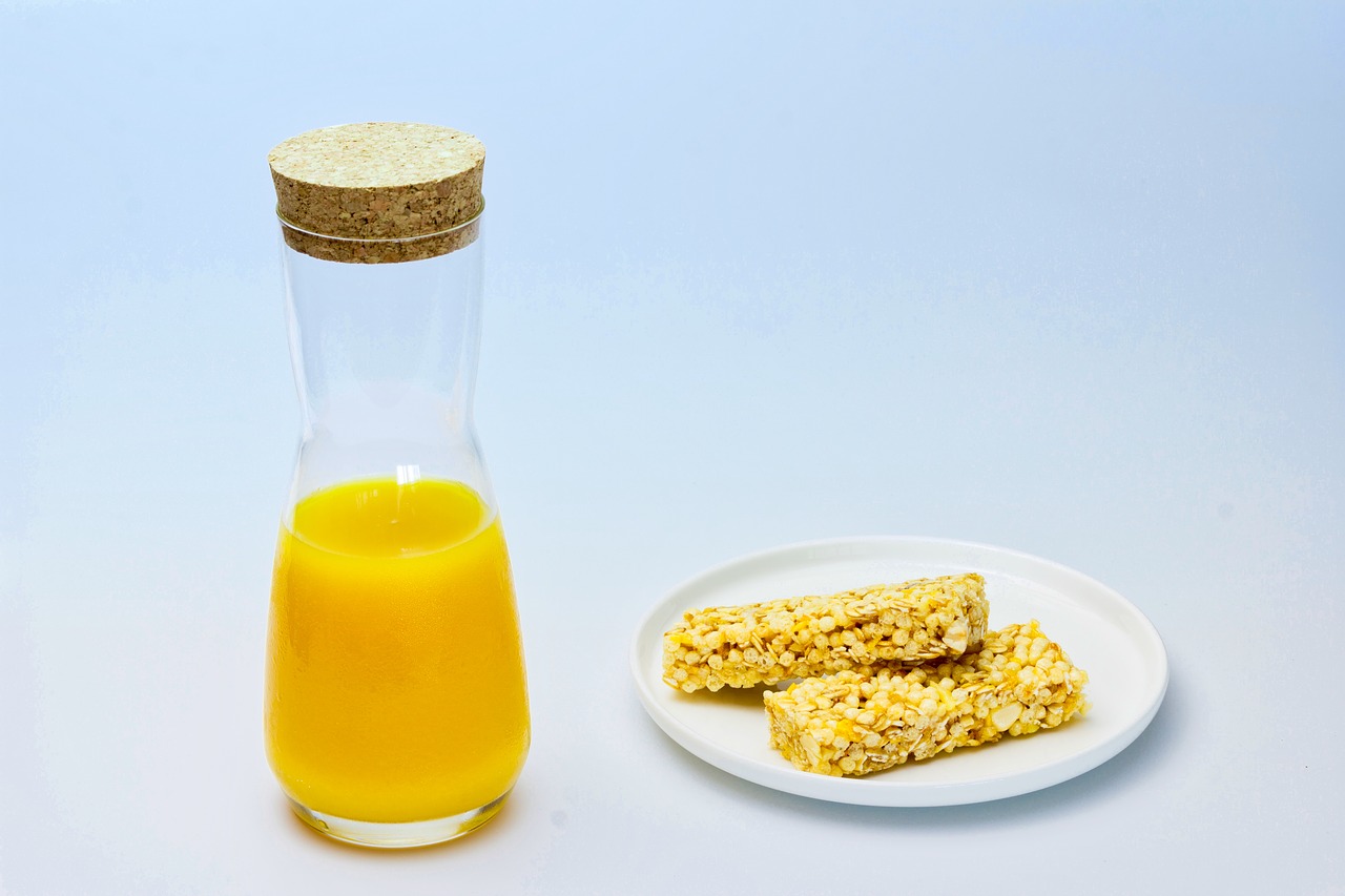 Image - juice orange bars cereals bottle