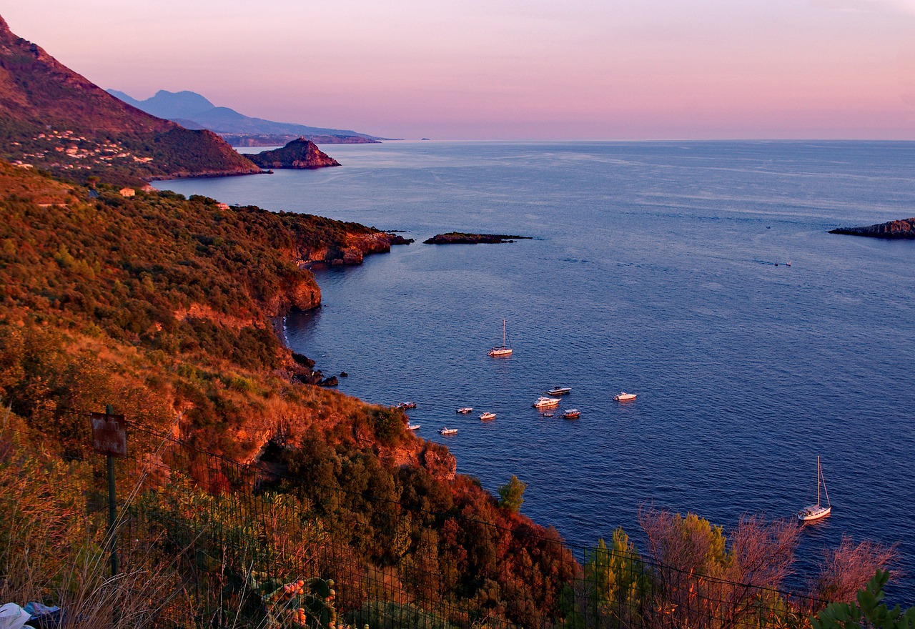 Image - sunset red sky at night sea maratea