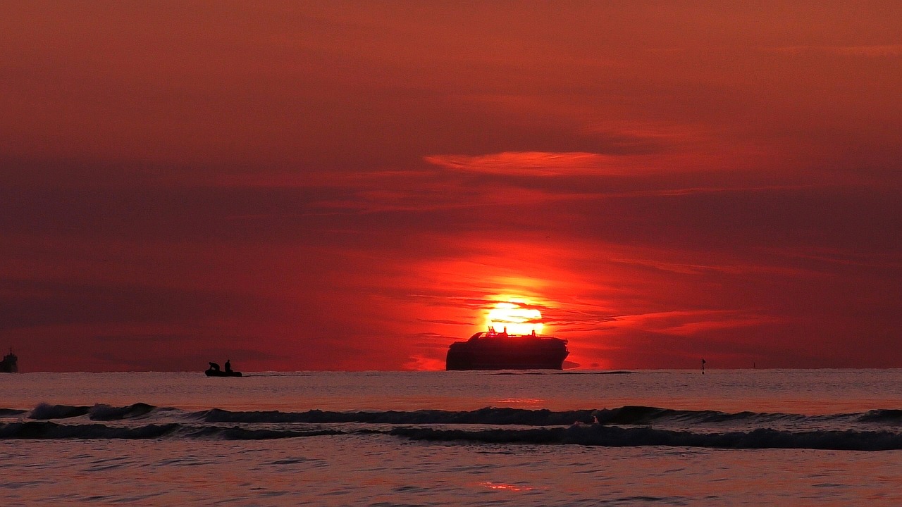 Image - ferry sunset water abendstimmung