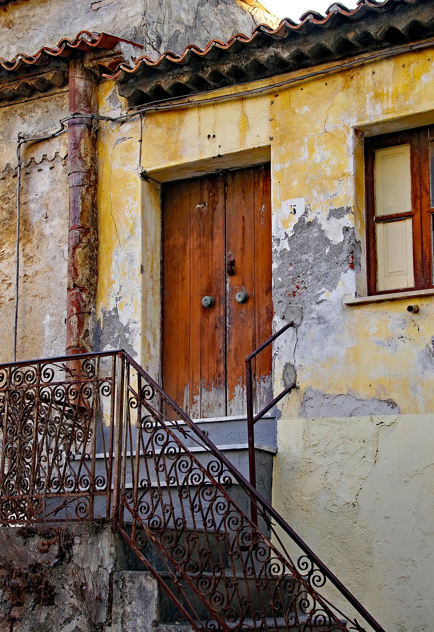 Image - closed door time end old railing