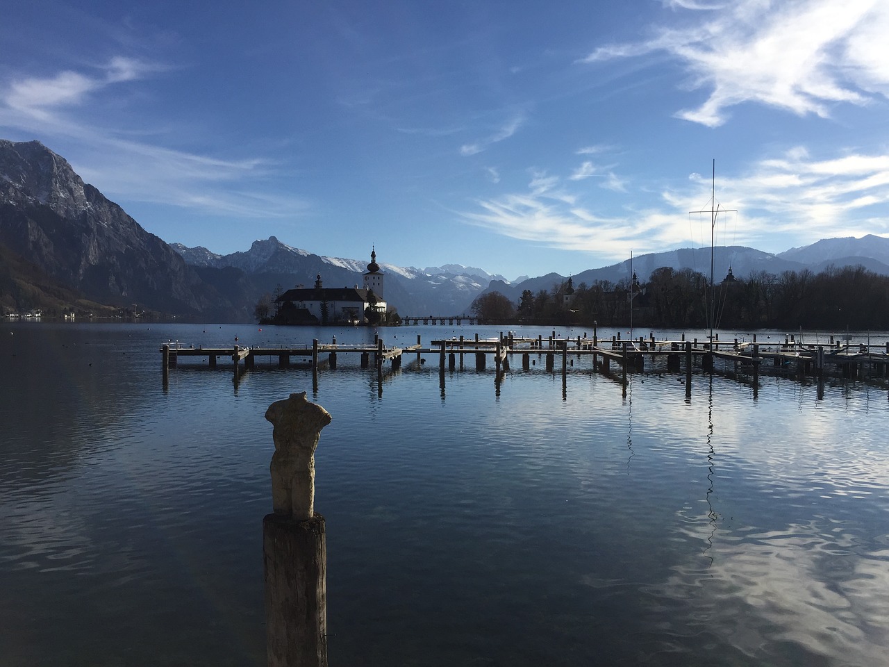 Image - lake castle alps europe travel