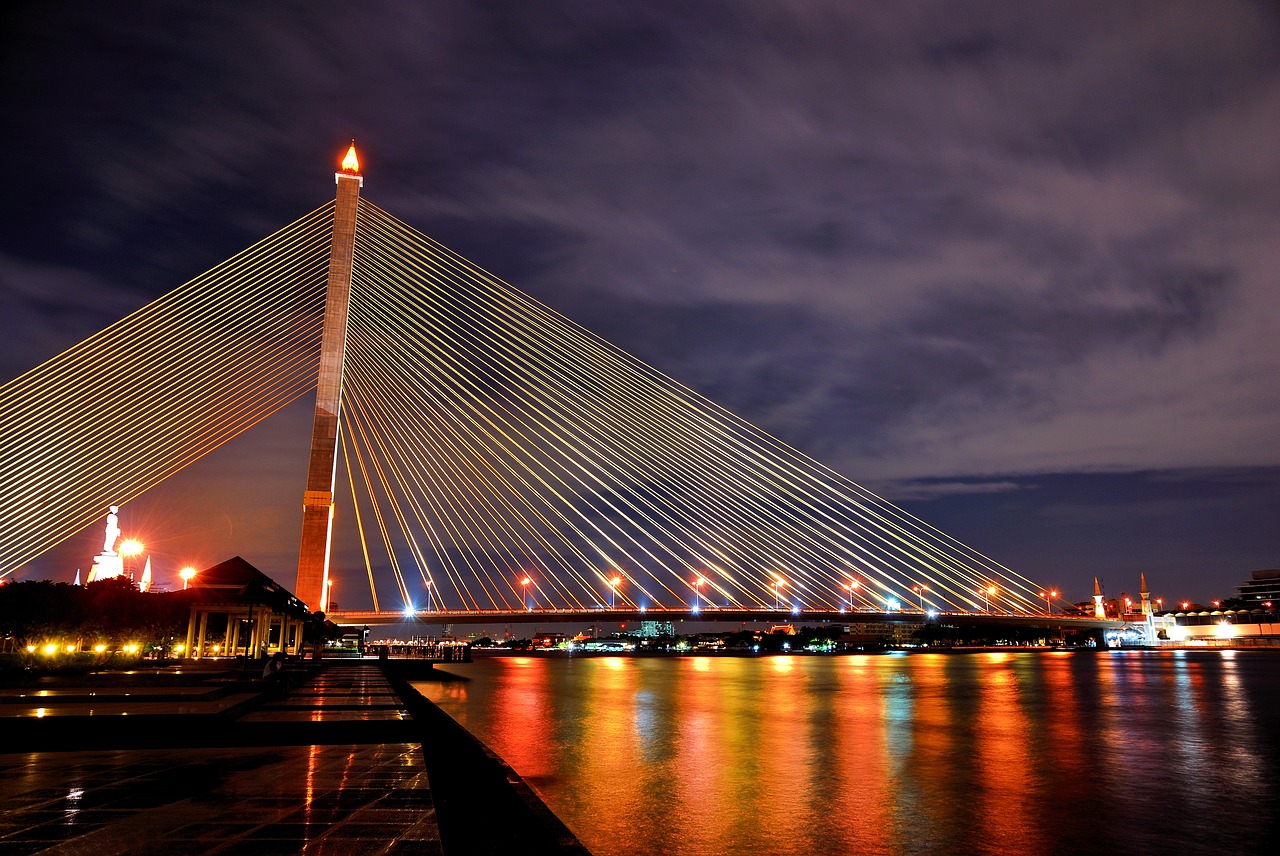 Image - bridge the night light color river