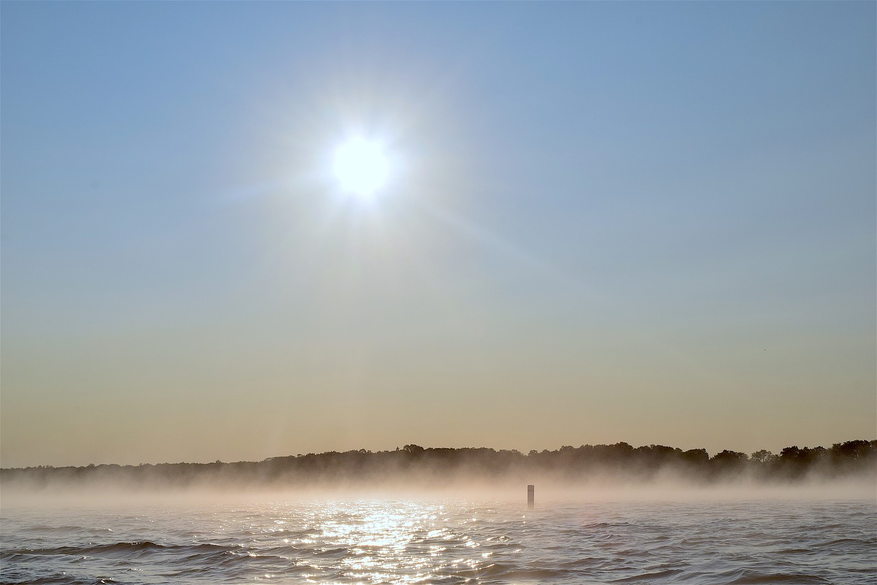 Image - sunrise lake mist water landscape