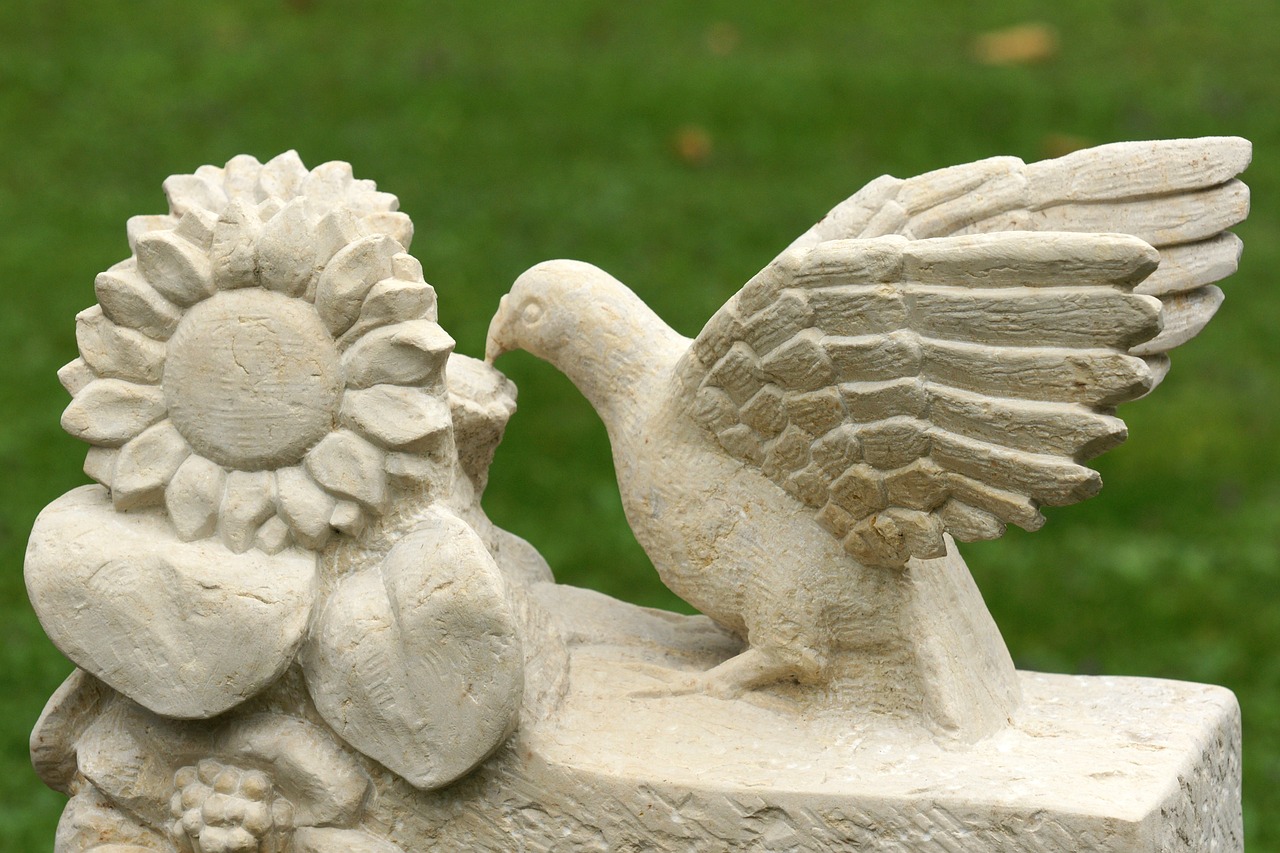 Image - sun flower bird artwork stone