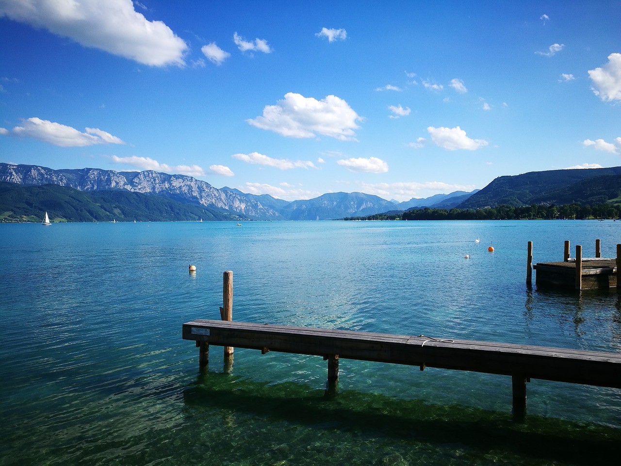 Image - pier lake mountain lake alps