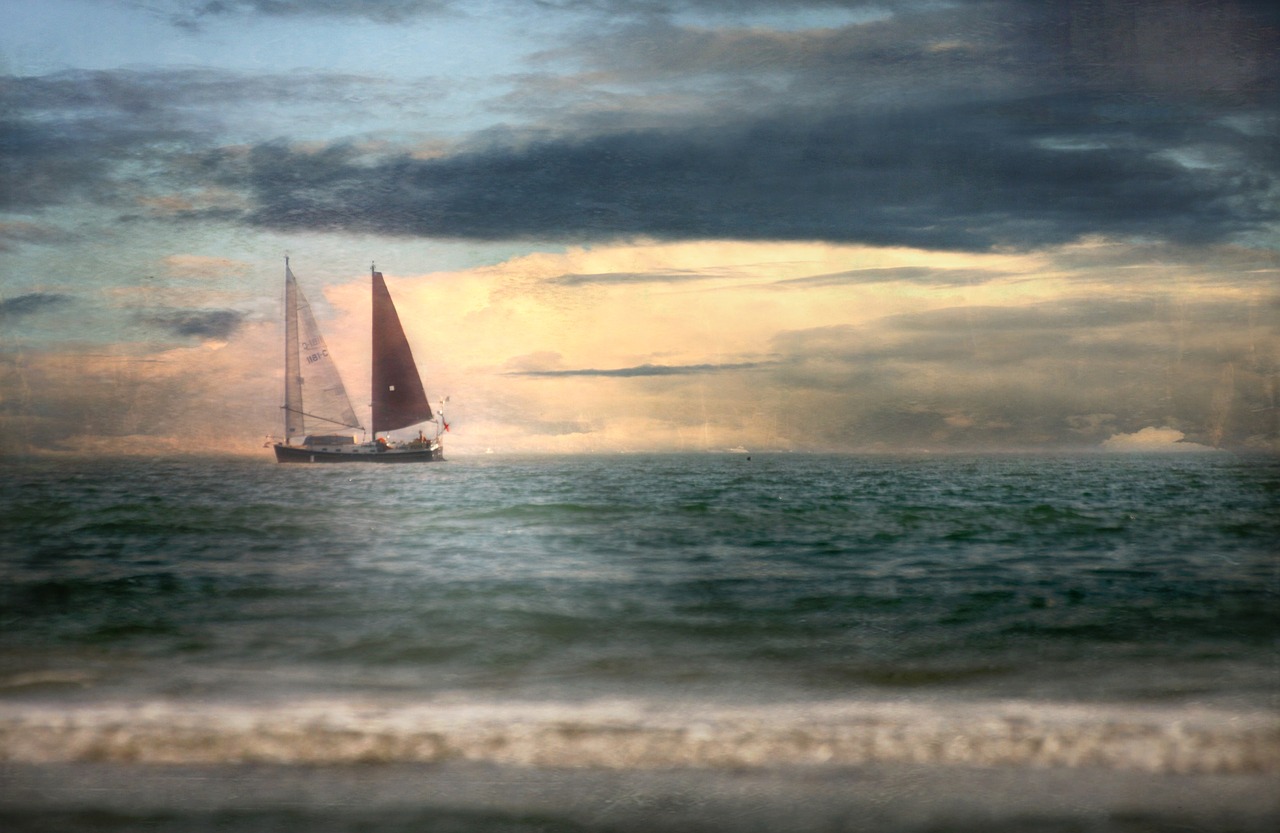 Image - sea boat sunset water travel