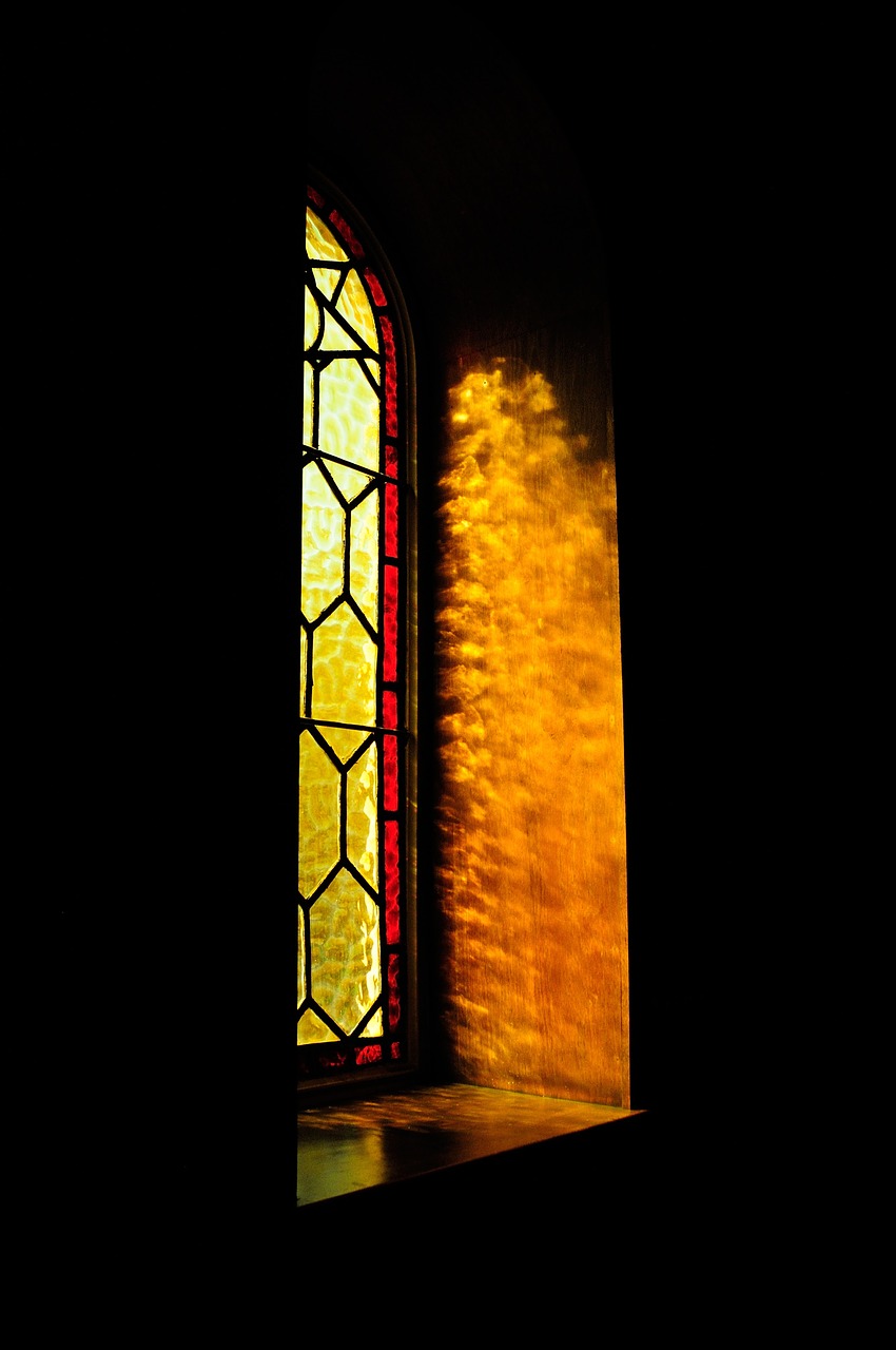 Image - window yellow red glass lead glass