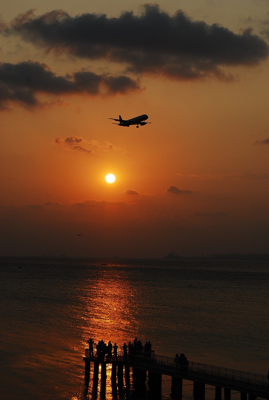 Image - aircraft sunset landscape marine