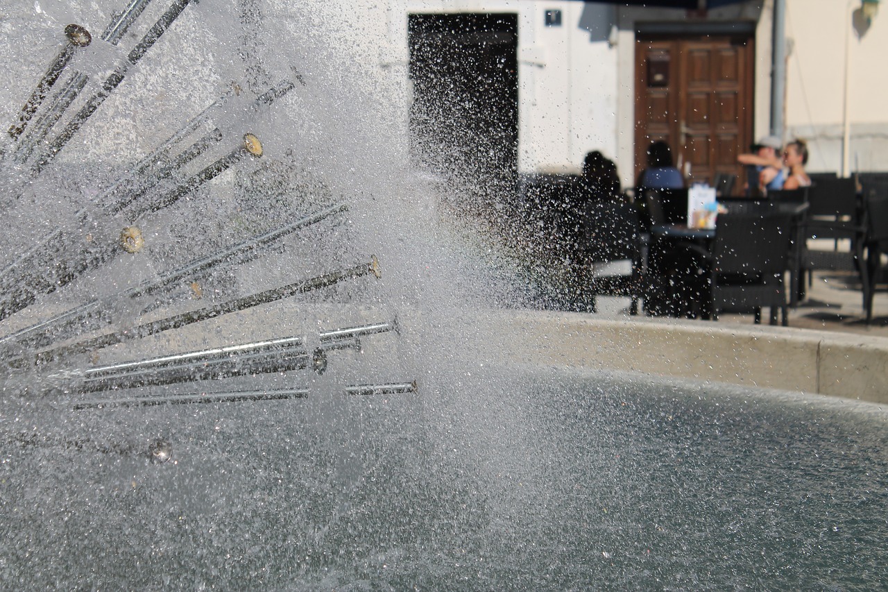 Image - fountain water rainbow spray
