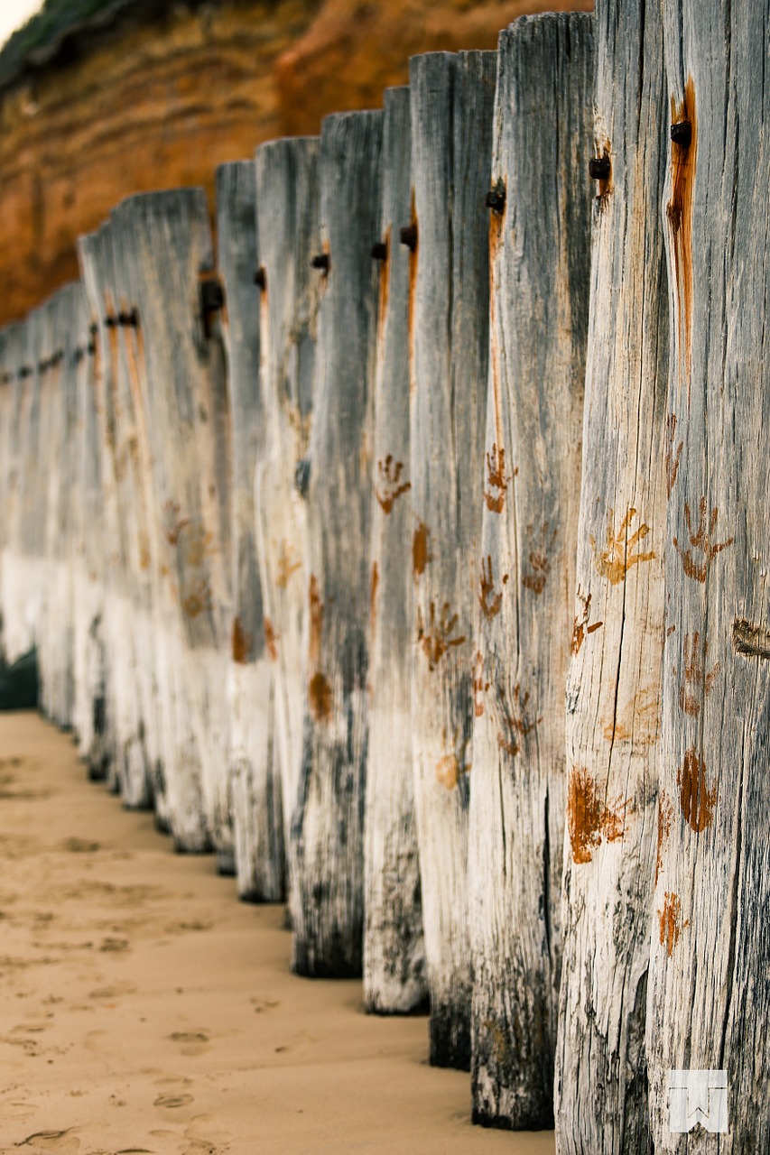 Image - breakwater poles beach wood